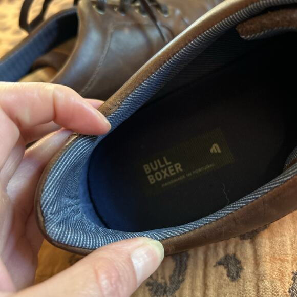 Bull Boxer Shoes Mens 12 Leather Lace Up Jasyn Plain Toe Oxford Dress Shoe Brown - Picture 6 of 7